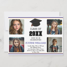 青とオレンジの卒業式 招待状