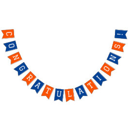青とオレンジの卒業祝い バンティングフラッグ