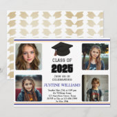 青とオレンジの卒業 招待状 (正面/裏面)