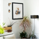 青とオレンジの可愛いキツネ、カスタマイズ可能 キャンバスプリント