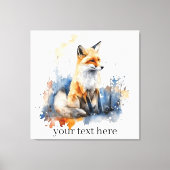 青とオレンジの可愛いキツネ、カスタマイズ可能 キャンバスプリント (正面)