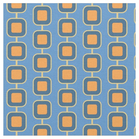青とオレンジの四角 ファブリック (クローズアップ)