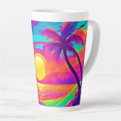 青とオレンジの夕日 カフェラテマグ (右アングル)