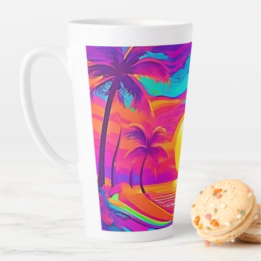 青とオレンジの夕日 カフェラテマグ (インサイチュ)