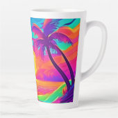 青とオレンジの夕日 カフェラテマグ (右)