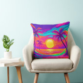 青とオレンジの夕日 クッション (椅子)