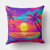 青とオレンジの夕日 クッション (裏面)