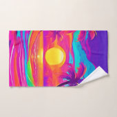 青とオレンジの夕日 バスタオルセット (ハンドタオル)