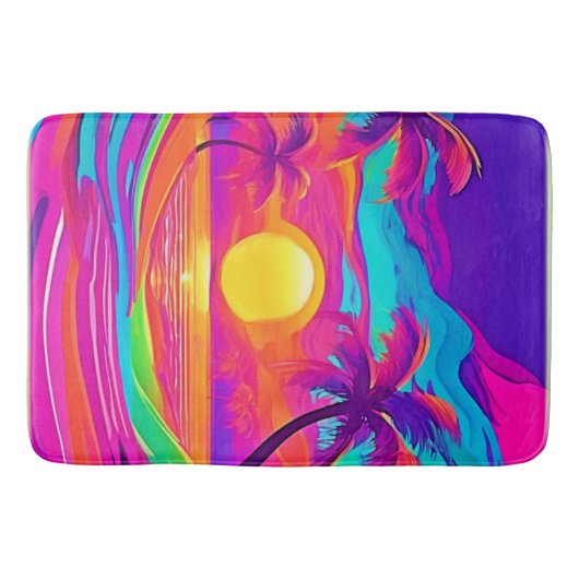 青とオレンジの夕日 バスマット (正面)