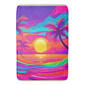 青とオレンジの夕日 バスマット (正面縦)