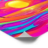 青とオレンジの夕日 ポスター (角)