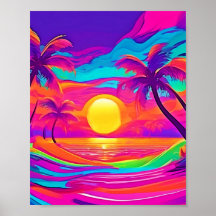 青とオレンジの夕日