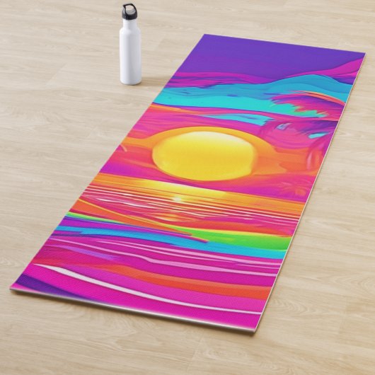 青とオレンジの夕日 ヨガマット (インサイチュ)