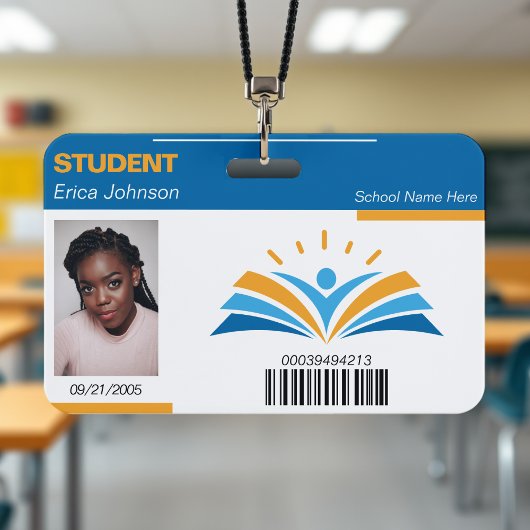 青とオレンジの学校大学学生証 バッジ