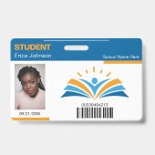 青とオレンジの学校大学学生証 バッジ (正面)