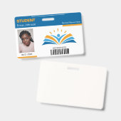青とオレンジの学校大学学生証 バッジ (正面＆裏面)