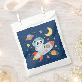 青とオレンジの宇宙飛行士パンダ フェイバーバッグ (クリップ留めされた状態)