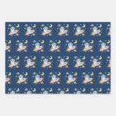 青とオレンジの宇宙飛行士パンダ ラッピングペーパーシート (正面2)