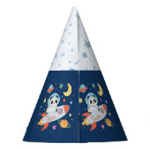 青とオレンジの宇宙飛行士パンダ – 宇宙テーマ パーティーハット (裏面)