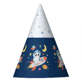 青とオレンジの宇宙飛行士パンダ – 宇宙テーマ パーティーハット