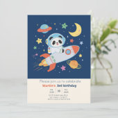 青とオレンジの宇宙飛行士パンダ 招待状 (スタンド正面)