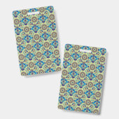 青とオレンジの対称的なテキスタイルデザイン バッジ (正面＆裏面)