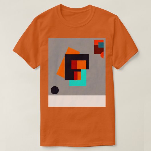 青とオレンジの幾何学的な形状デザイン Tシャツ (デザイン正面)
