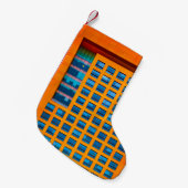 青とオレンジの建物 スモールクリスマスストッキング (正面 (吊り時))