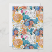 青とオレンジの手絵を描の花 |ありがとうございます サンキューカード (裏面)