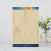 青とオレンジの抽象デザイン 便箋 (スタンド正面)