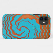青とオレンジの抽象的な波のアート Case-Mate iPhoneケース (裏面(横))