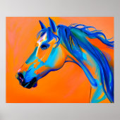 青とオレンジの抽象芸術馬術 ポスター (正面)