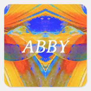 青とオレンジの抽象芸術 スクエアシール