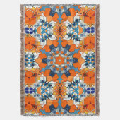青とオレンジの抽象芸術 スローブランケット (正面縦)