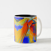 青とオレンジの抽象芸術 ツートーンマグカップ (正面右)