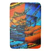 青とオレンジの抽象芸術 バスマット (正面縦)