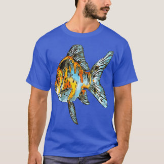 青とオレンジの朱文金魚が分離 Tシャツ