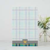 青とオレンジの格子文房具 便箋 (スタンド正面)