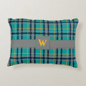 青とオレンジの格子枕 アクセントクッション (裏面)