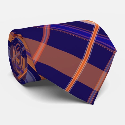 青とオレンジの格子模様のネクタイ ネクタイ (ロール)
