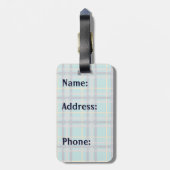 青とオレンジの格子模様の荷札 ラゲッジタグ (裏面縦)