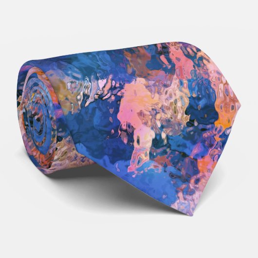 青とオレンジの水の抽象化 ネクタイ (ロール)