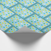 青とオレンジの水玉模様ギフトラップ ラッピングペーパー (角)