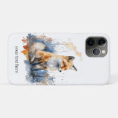 青とオレンジの水色のかわいいキツネ Case-Mate iPhoneケース (裏面(横))