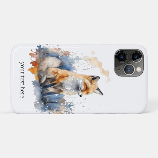 青とオレンジの水色のかわいいキツネ Case-Mate iPhoneケース (裏面(横))