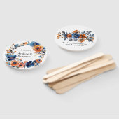 青とオレンジの水色のフローラ結婚の ハンドファン (組立なし)