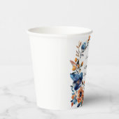 青とオレンジの水色のフローラ結婚の 紙コップ (右)