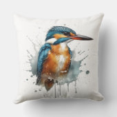 青とオレンジの水色の可愛いカワセミ クッション (裏面)