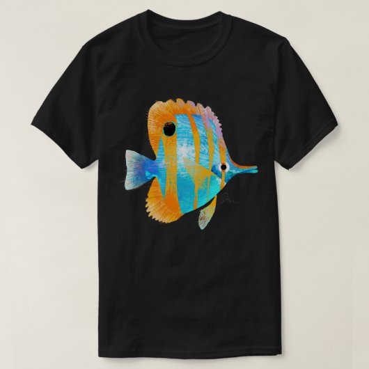 青とオレンジの熱帯魚 Tシャツ (デザイン正面)