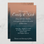 青とオレンジの結婚式招待状 招待状 (正面/裏面)